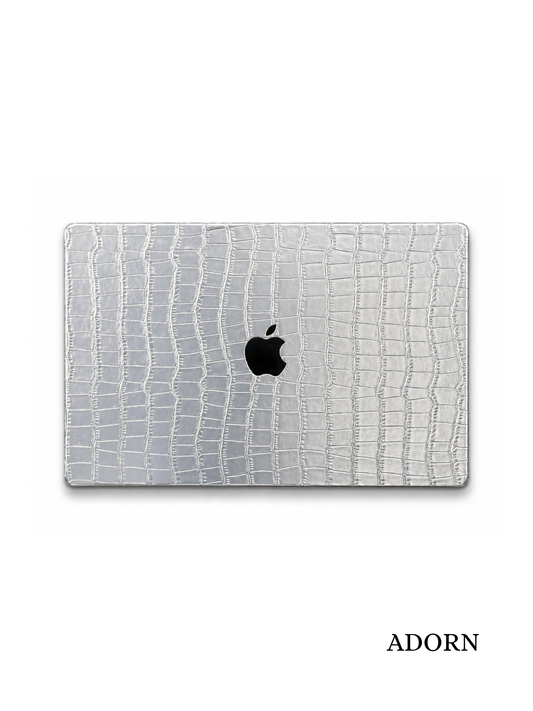 Silver Crocodile Leather Laptop Case - Adorn Phone Accessories