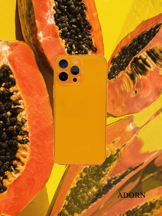 Papaya - Adorn Phone Accessories, orange Apple iPhone case, jelly style, back camera view