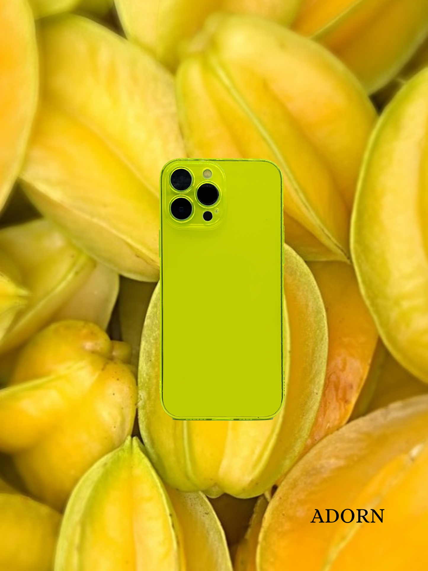 Starfruit - Adorn Phone Accessories, lime green, yellow, Apple iPhone  case, jelly style, back camera view